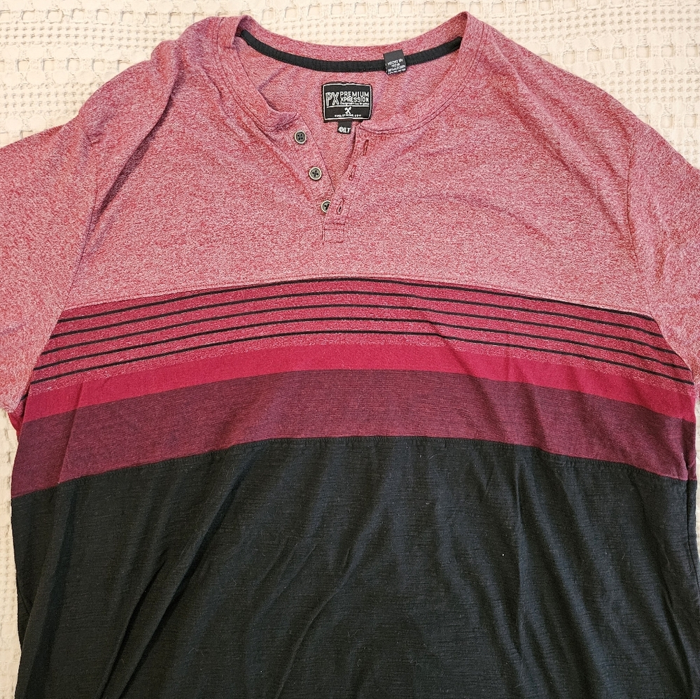 Red & Black Striped Men's 4XLT Pullover T-Shirt